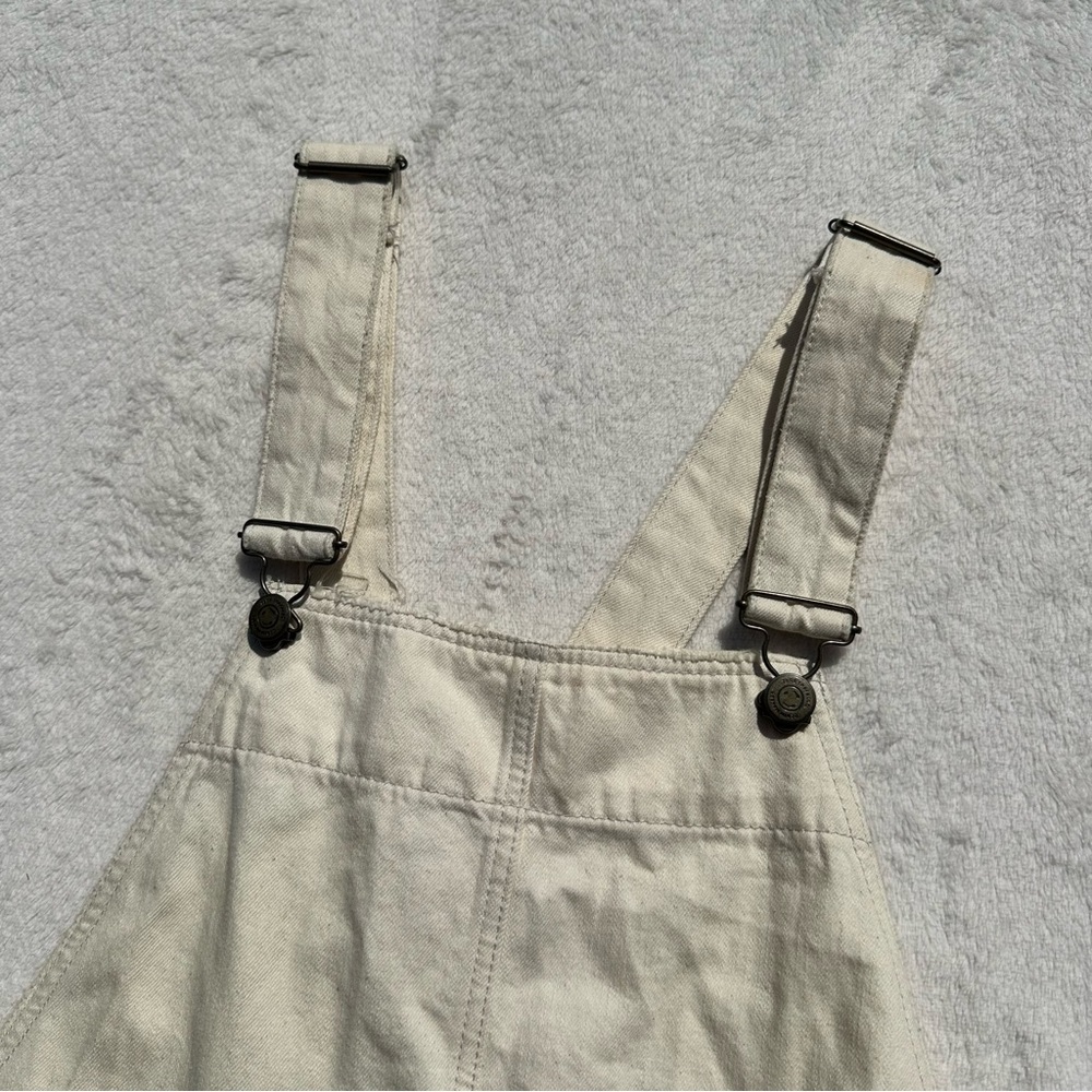 EU Zara TRF Cream Denim Overall Pinafore Midi Dress - Picture 11 of 16